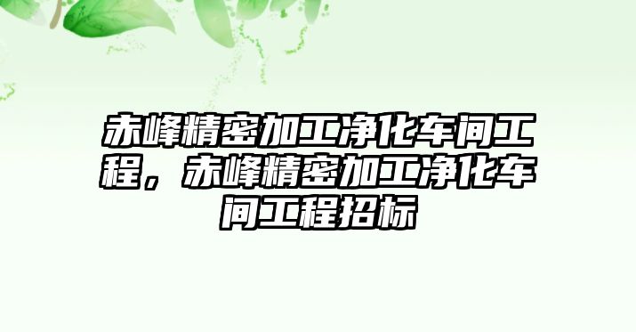 赤峰精密加工凈化車間工程，赤峰精密加工凈化車間工程招標(biāo)