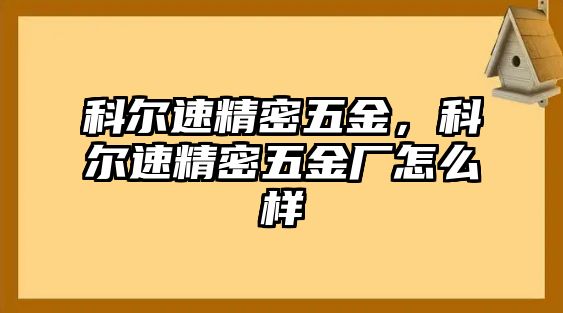 科爾速精密五金，科爾速精密五金廠怎么樣