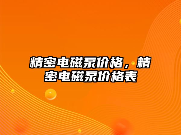 精密電磁泵價格，精密電磁泵價格表