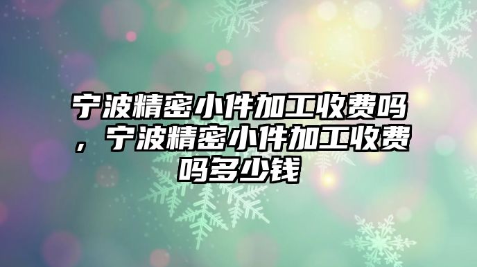 寧波精密小件加工收費嗎，寧波精密小件加工收費嗎多少錢