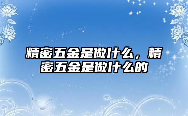 精密五金是做什么，精密五金是做什么的