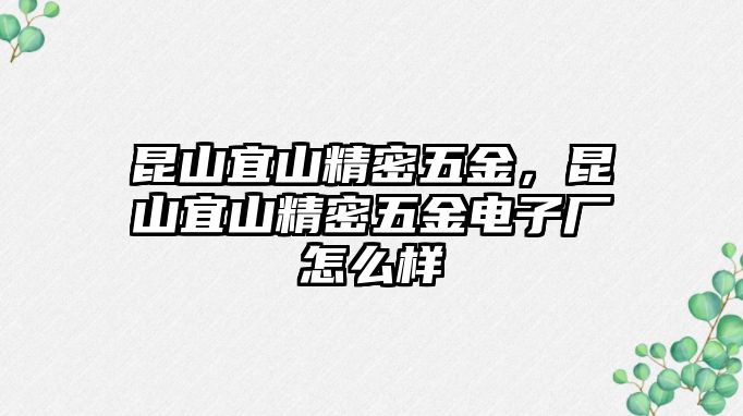 昆山宜山精密五金，昆山宜山精密五金電子廠怎么樣