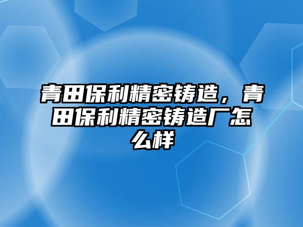 青田保利精密鑄造，青田保利精密鑄造廠怎么樣