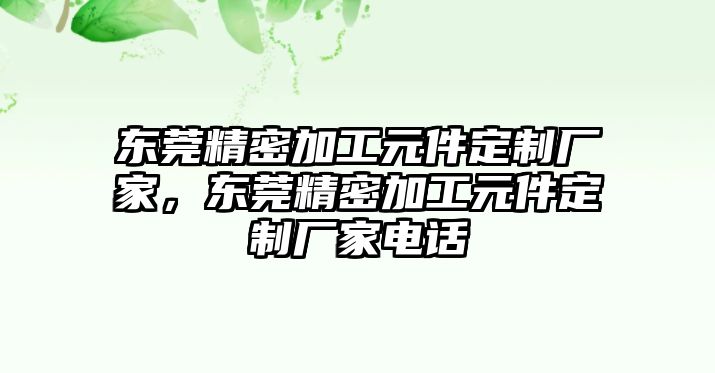 東莞精密加工元件定制廠家，東莞精密加工元件定制廠家電話