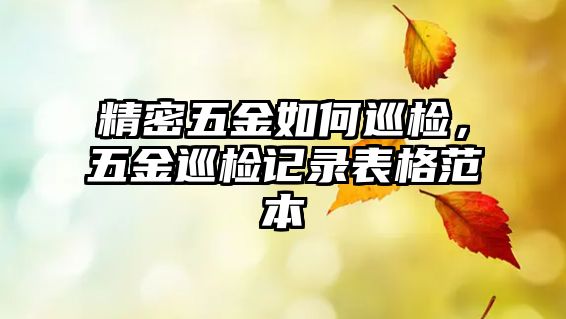 精密五金如何巡檢，五金巡檢記錄表格范本