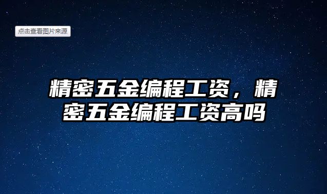 精密五金編程工資，精密五金編程工資高嗎