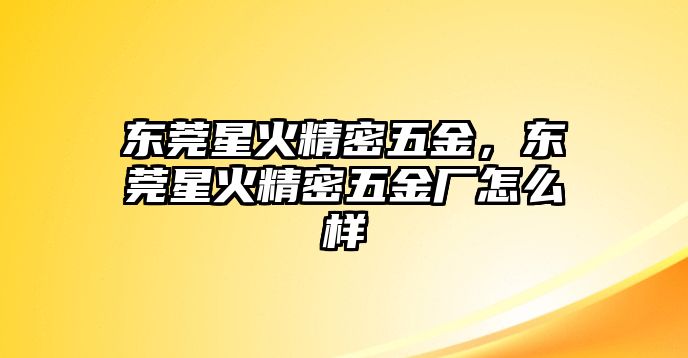 東莞星火精密五金，東莞星火精密五金廠怎么樣