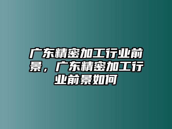 廣東精密加工行業(yè)前景，廣東精密加工行業(yè)前景如何