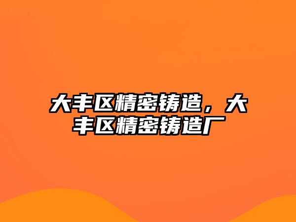 大豐區(qū)精密鑄造，大豐區(qū)精密鑄造廠