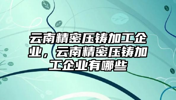 云南精密壓鑄加工企業(yè)，云南精密壓鑄加工企業(yè)有哪些