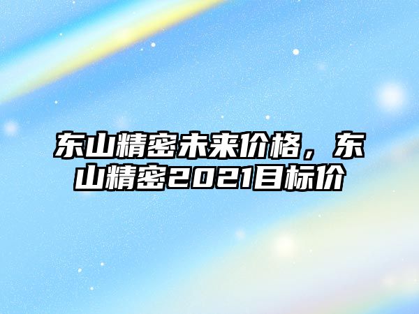 東山精密未來價格，東山精密2021目標價