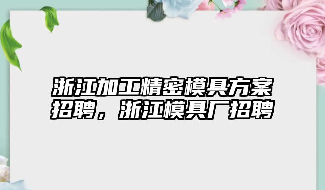 浙江加工精密模具方案招聘，浙江模具廠招聘