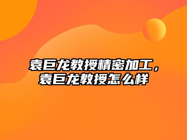 袁巨龍教授精密加工，袁巨龍教授怎么樣