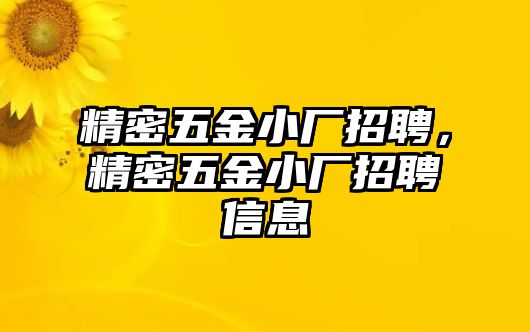 精密五金小廠招聘，精密五金小廠招聘信息