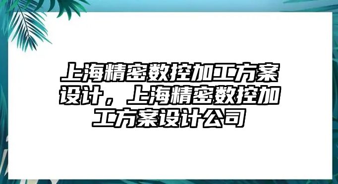 上海精密數(shù)控加工方案設計，上海精密數(shù)控加工方案設計公司