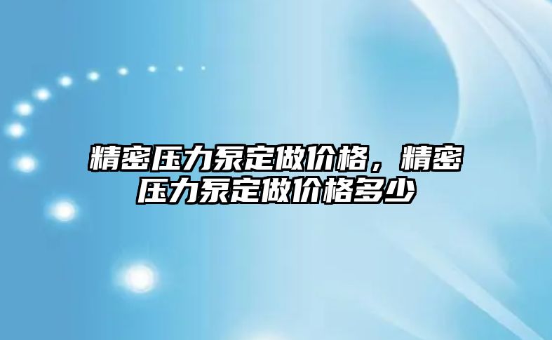 精密壓力泵定做價(jià)格，精密壓力泵定做價(jià)格多少