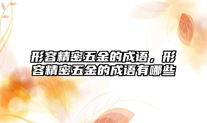 形容精密五金的成語，形容精密五金的成語有哪些