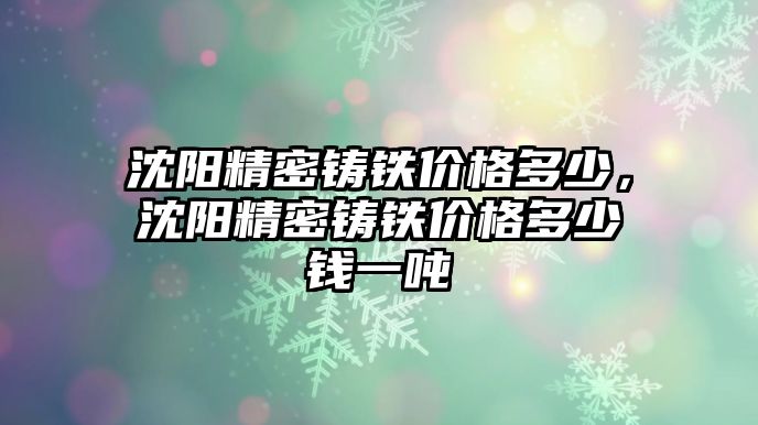 沈陽精密鑄鐵價格多少，沈陽精密鑄鐵價格多少錢一噸