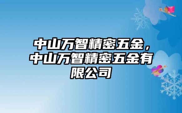 中山萬智精密五金，中山萬智精密五金有限公司