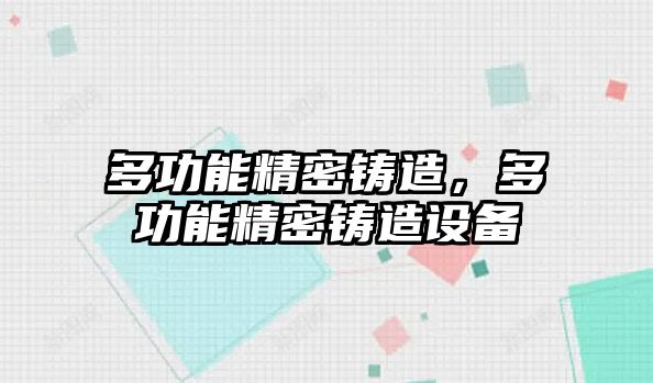 多功能精密鑄造，多功能精密鑄造設備