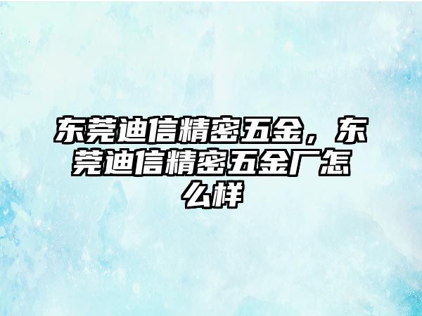 東莞迪信精密五金，東莞迪信精密五金廠怎么樣