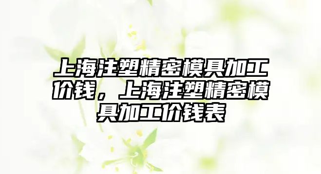 上海注塑精密模具加工價錢，上海注塑精密模具加工價錢表