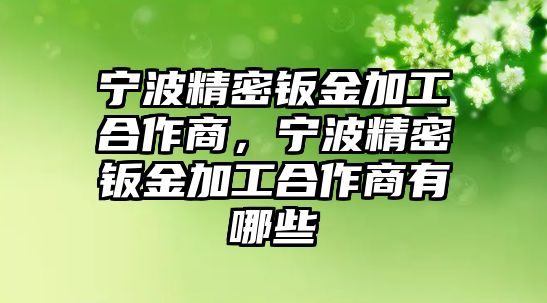 寧波精密鈑金加工合作商，寧波精密鈑金加工合作商有哪些