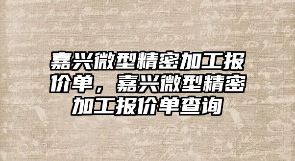 嘉興微型精密加工報價單，嘉興微型精密加工報價單查詢