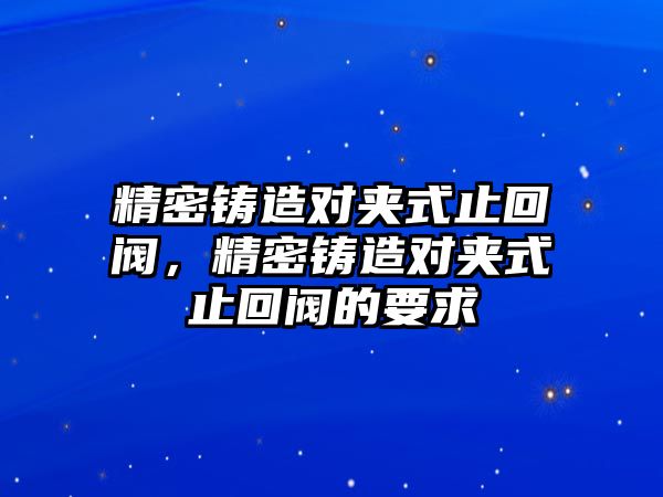 精密鑄造對夾式止回閥，精密鑄造對夾式止回閥的要求