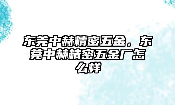 東莞中赫精密五金，東莞中赫精密五金廠怎么樣