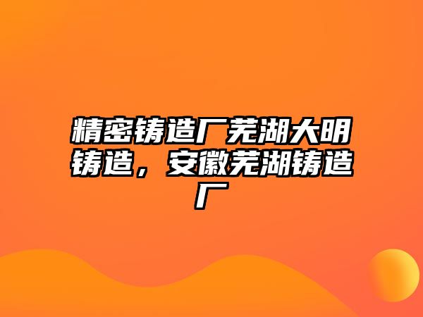 精密鑄造廠蕪湖大明鑄造，安徽蕪湖鑄造廠