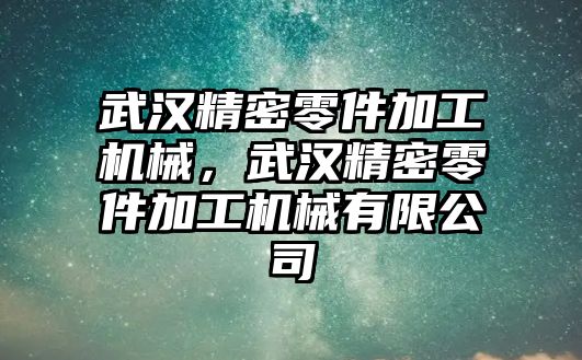 武漢精密零件加工機械，武漢精密零件加工機械有限公司