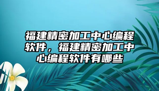 福建精密加工中心編程軟件，福建精密加工中心編程軟件有哪些