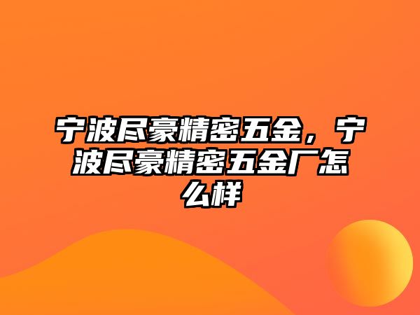 寧波盡豪精密五金，寧波盡豪精密五金廠怎么樣