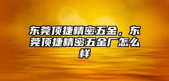 東莞頂捷精密五金，東莞頂捷精密五金廠怎么樣