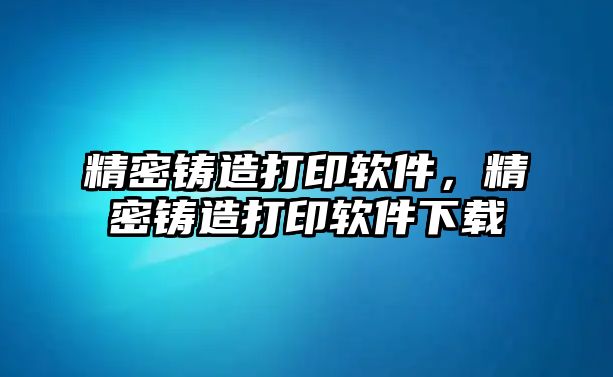 精密鑄造打印軟件，精密鑄造打印軟件下載