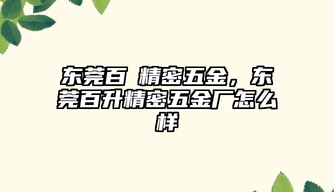 東莞百昇精密五金，東莞百升精密五金廠怎么樣