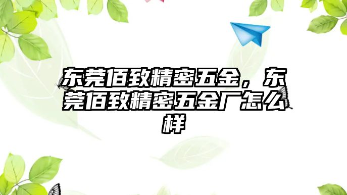 東莞佰致精密五金，東莞佰致精密五金廠怎么樣