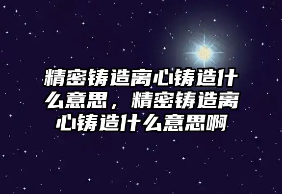 精密鑄造離心鑄造什么意思，精密鑄造離心鑄造什么意思啊