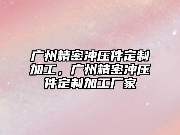 廣州精密沖壓件定制加工，廣州精密沖壓件定制加工廠家