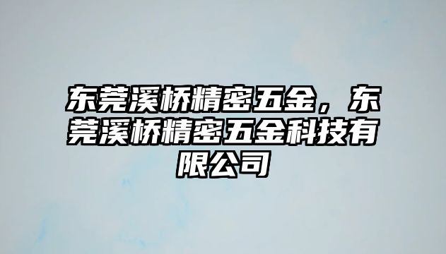 東莞溪橋精密五金，東莞溪橋精密五金科技有限公司