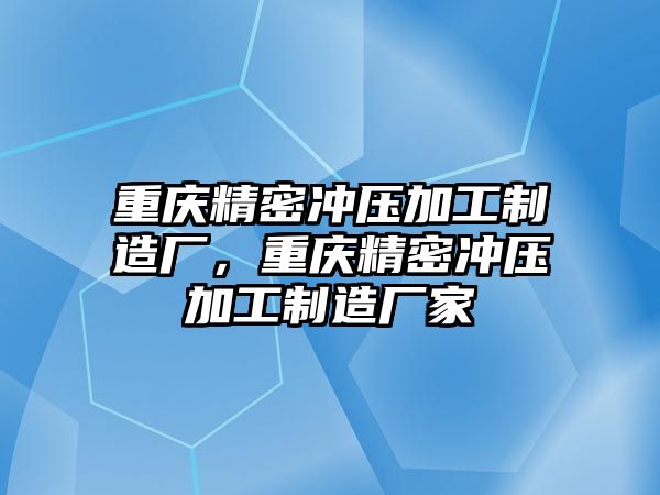 重慶精密沖壓加工制造廠，重慶精密沖壓加工制造廠家