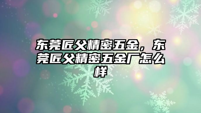 東莞匠父精密五金，東莞匠父精密五金廠怎么樣