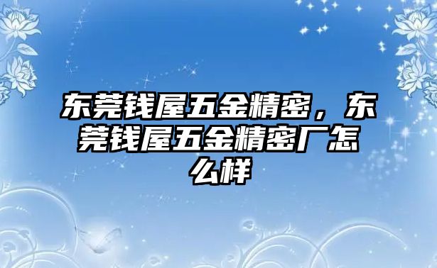 東莞錢屋五金精密，東莞錢屋五金精密廠怎么樣