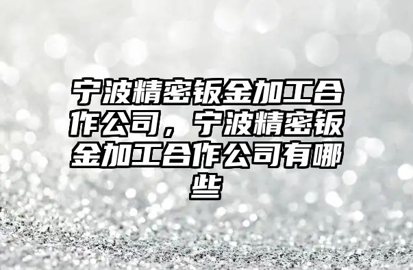 寧波精密鈑金加工合作公司，寧波精密鈑金加工合作公司有哪些