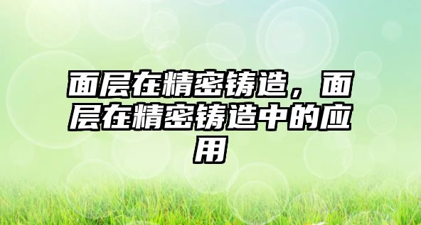 面層在精密鑄造，面層在精密鑄造中的應(yīng)用