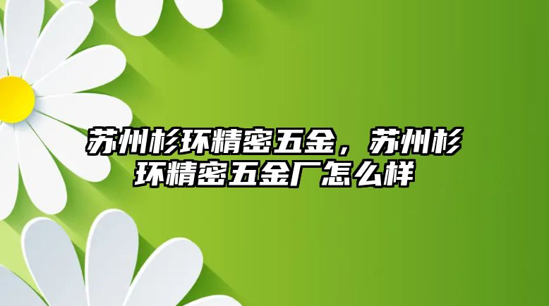 蘇州杉環(huán)精密五金，蘇州杉環(huán)精密五金廠怎么樣