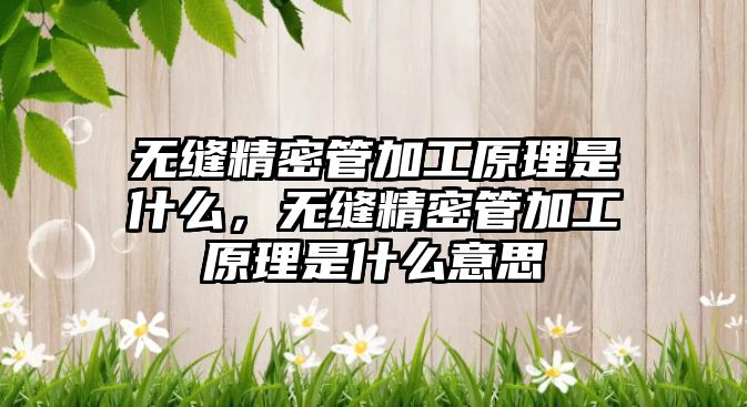 無縫精密管加工原理是什么，無縫精密管加工原理是什么意思