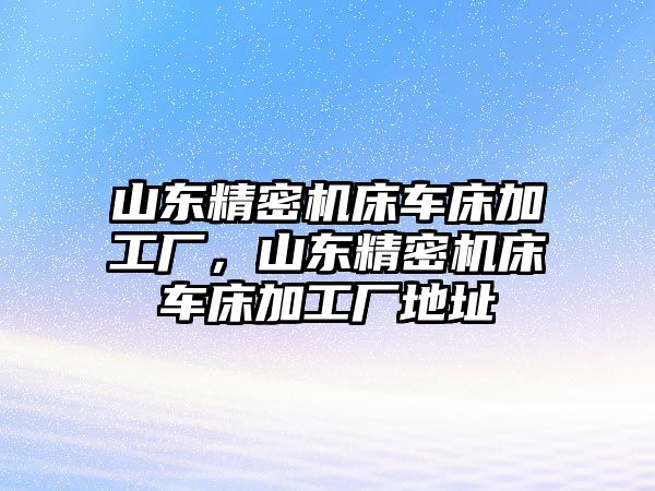 山東精密機(jī)床車床加工廠，山東精密機(jī)床車床加工廠地址