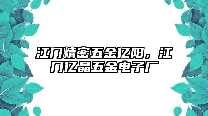 江門精密五金億陽，江門億晶五金電子廠